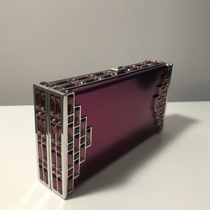 Judith Leiber amethyst streamline bag